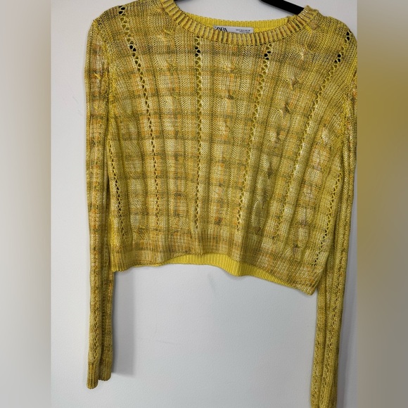 Zara Yellow Crew Neck Sweater with Textured Knit - Picture 16 of 17